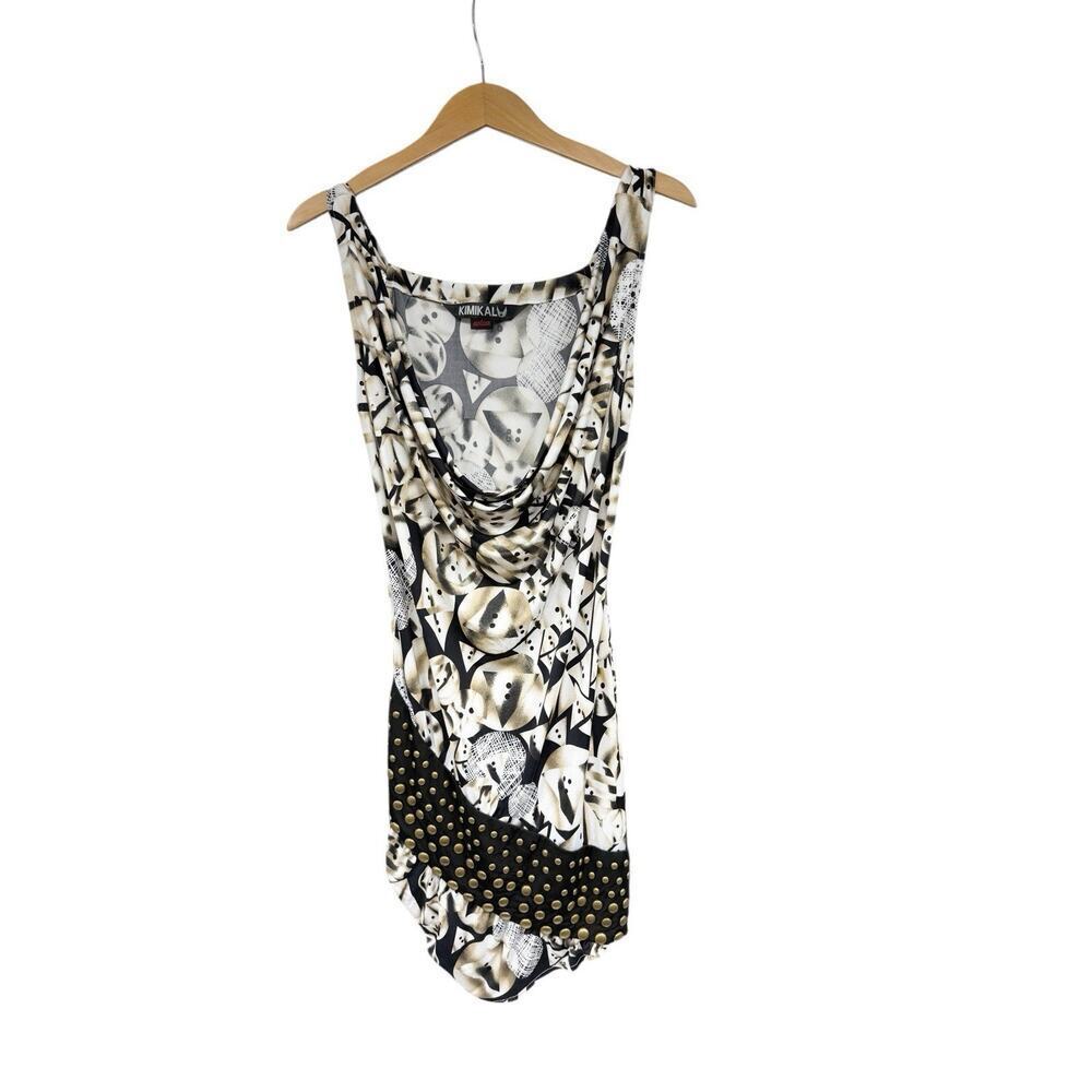Kimikal Y2K Style Drape Neck Club wear Studded Tunic Dress Womens Medium